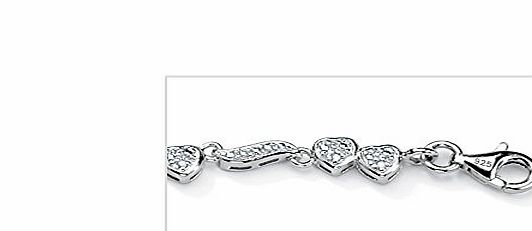 Palm Beach Jewelry - Platinum over Sterling Silver Diamond Heart and Wings Ankle Bracelet
