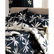 Palm Black Quilt Cover Set Single