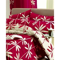 Palm Red Quilt Cover Set Double
