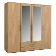 Palma 4 Door Wardrobe With 2 Mirrors, Oak