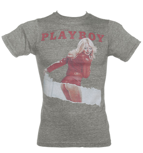 Palmercash Mens Grey Marl Playboy Ripped Cover T-Shirt