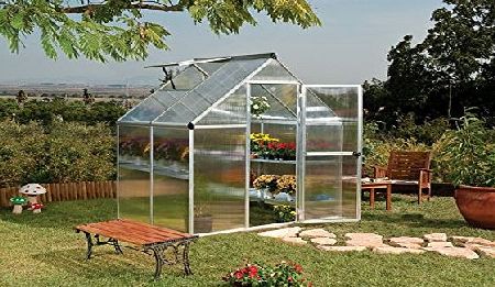 Palram 6 x 4ft Mythos Greenhouse with TwinWall Polycarbonate/ Aluminum with Base - Silver