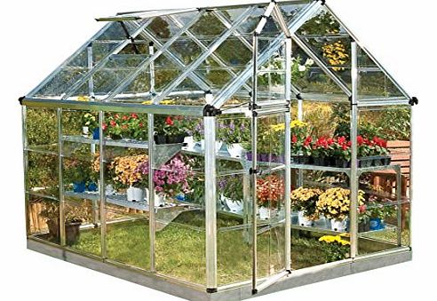Palram 6 x 8ft Snap and Grow Silver Greenhouse with Polycarbonate and Aluminum and Base - Clear