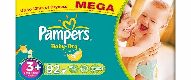 Pampers Baby Dry Size 3  (Midi  ) Mega Box - 92 Nappies
