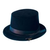 Pams Black Flock Top Hat