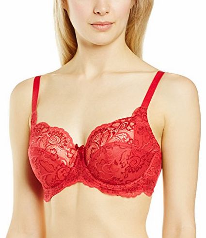  Womens Andora Full Cup Plain Everyday Bra, Red (Scarlet), 34F