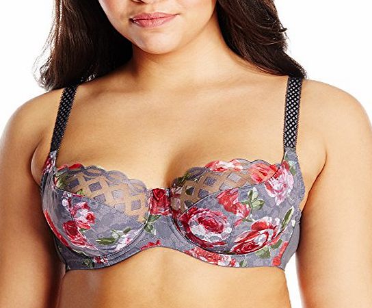  Womens Floris Balconnet Balcony Floral Everyday Bra, Grey (Grey Mix), 36HH