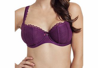 Panache Plum cotton blend frill detail bra