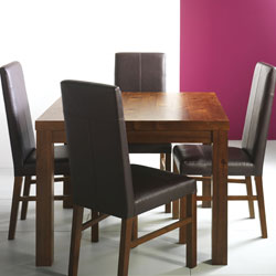 Panama Square Dining Table & Leather Chairs