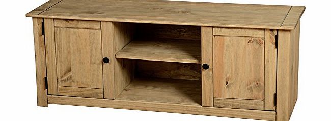 Panama TV Stand Pine Cabinet 2 Door Entertainment Unit with Shelves Waxed Solid Pine *Brand New*