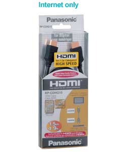Panasonic 1.5m HDMI Gold Plated Cable - Black