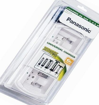 Panasonic BQCC15 Smart Universal Charger for Size AAA AA C D 9V NiMh Batteries, Intelligent auto stop