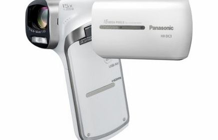 Panasonic HX-DC3EB-W Full HD 1920 x 1080 Vertical Camcorder - White (16MP, 15x Intelligent Zoom, Panorama Mode, Creative Movie Control, EIS, Eye-Fi Ready, SD Card Recording, Face Recognition) 3.0 inch