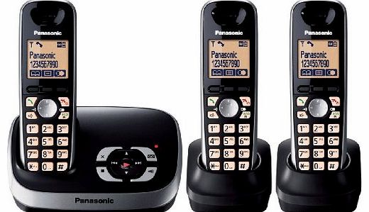Panasonic KX-TG6523EB DECT Trio Digital Cordless Phone Set with Answer Machine - Black
