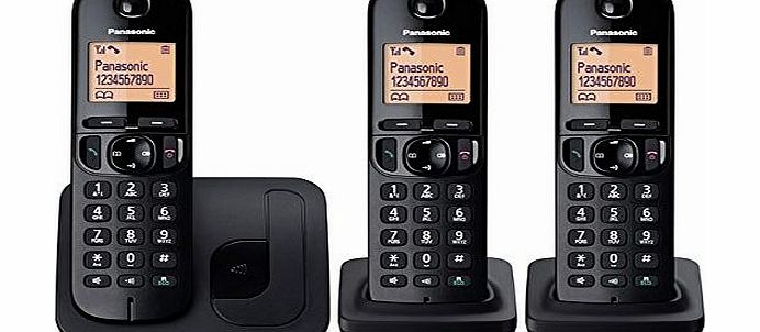 Panasonic KX-TGC213EB Digital Cordless Phone with LCD Display (Three Handset Pack) - Black