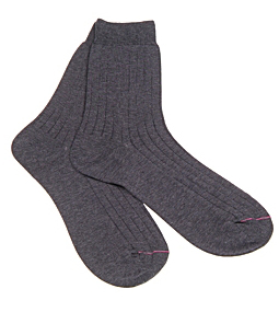 Pantherella Dark Grey Cotton Ribbed Socks by