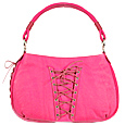 Hot Pink Corset Hobo Leather Handbag