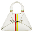 Paolo Bianchi White Front Ring Clasp Soft Leather Tote Bag