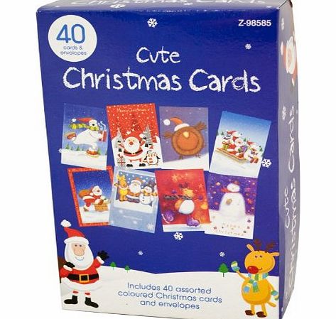Paper Craft Bumper Box of 40 Cute Christmas Cards