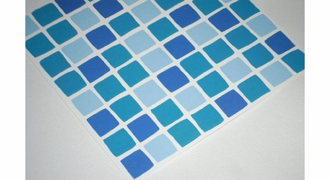 paper theme PACK OF 10 OCEAN BLUE AQUA Mosaic tile transfers stickers . quickly transform your bathroom or kitchen wall tiles, self adhesive, quick and mess free