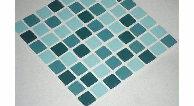 paper theme PACK OF 10 TEAL BLUE Mosaic tile transfers stickers . quickly transform your bathroom or kitchen wall tiles, self adhesive, quick and mess free