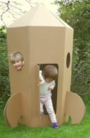 Cardboard Rocket Play House - stimulates a