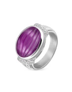 Paradiso Roma Carved Amethyst and Diamond 18K Gold Ring