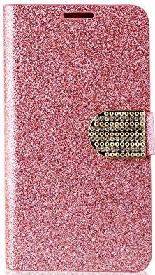 New Stylish Multicolor Deluxe Shining Crystal Bling PU Leather Wallet Flip Pouch Case Cover for Samsung Galaxy S5 i9600 -Pink
