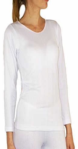 Pariella LADIES WOMENS SOFT COSY LONG SLEEVE THERMAL VEST WITH SUPERIOR INSULATING PROPERTIES-WHT-22/24