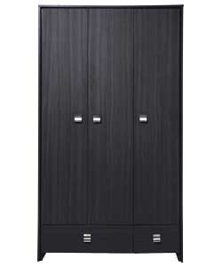 Paris Black Ash 3 Door Wardrobe