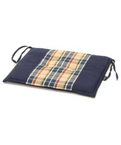 Blue Check Seat Pad For Folding Armchair - Pack of 2