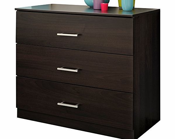 Parisot Infinity 3-Drawer Chest with Particle Boards Plus Paper Foil, 76.6 x 78 x 39.9 cm, Coffee