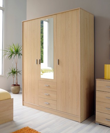 Jack Initial Double Wardrobe with Mirror