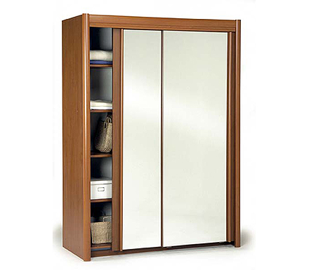 Parisot Meubles Carla Sliding Mirrored Wardrobe in Lugano Cherry