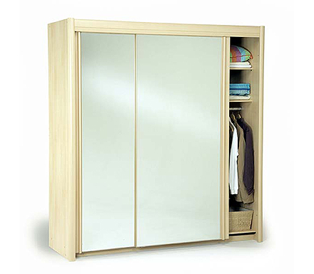 Parisot Meubles Carla Sliding Wide Double Wardrobe in Light Beech