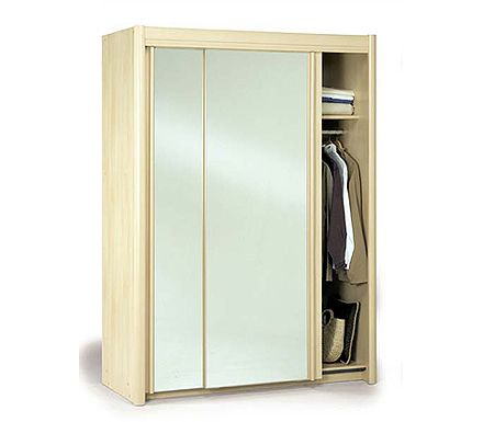 Parisot Meubles Carlene Sliding Mirrored Wardrobe in Light Beech