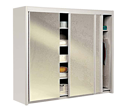 Parisot Meubles Carlene Sliding Triple Mirrored Wardrobe in White