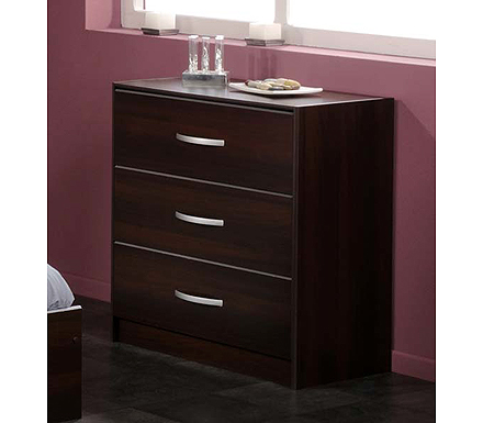 Parisot Meubles Clearance - Evia 3 Drawer Chest in Dark Walnut