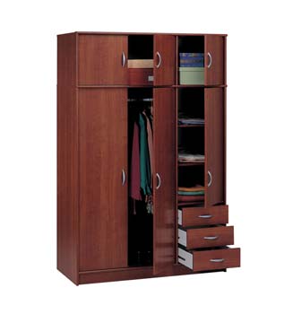 Parisot Meubles Cydia 3 Drawer 3 Door Wardrobe in Wild Cherry -