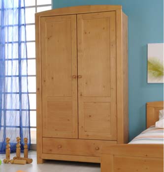 Parisot Meubles Harpen Solid Pine 2 Door 1 Drawer Wardrobe -