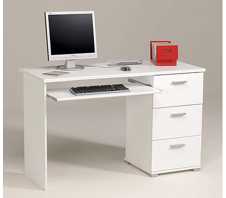 Parisot Meubles Indira 3 Drawer Computer Desk in White - WHILE