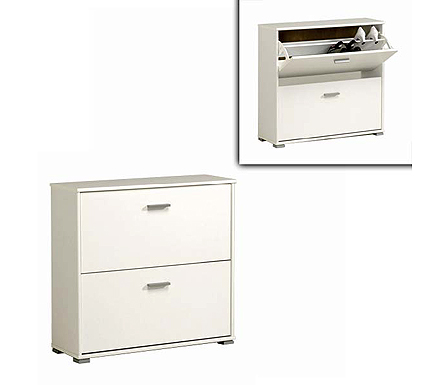 Parisot Meubles Inigo 2 Drawer Shoe Cabinet in White