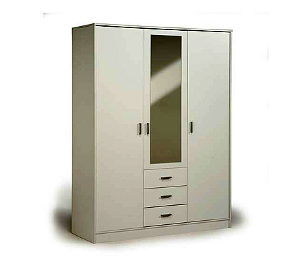 Parisot Meubles Inigo Mirrored Triple Wardrobe in White