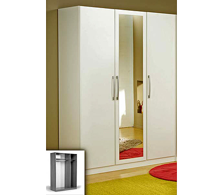 Parisot Meubles Jade 3 Door Mirrored Wardrobe in White