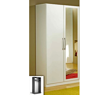 Parisot Meubles Jay 2 Door Mirrored Wardrobe in White