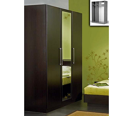 Parisot Meubles Jay 3 Door Mirrored Wardrobe in Wenge