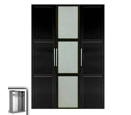 Jay 3 Door Panelled Wardrobe in Wenge and Metal