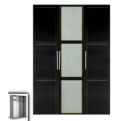 Parisot Meubles Jay 3 Door Panelled Wardrobe in Wenge and Metal