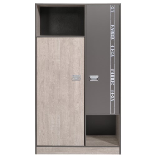Parisot Meubles Parisot Fabric 2 Door Wardrobe in Grey Loft and