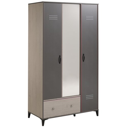 Parisot Meubles Parisot Rebelle 3 Door 1 Drawer Wardrobe in Ash